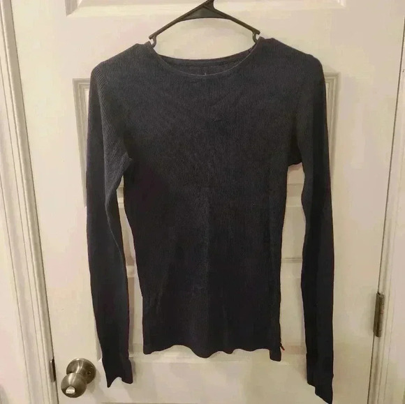Long Sleeve Solid Navy Blue Dickies Shirt Size Small Scoop Neck Slim Fit - Picture 1 of 6